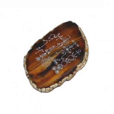 Mix Engraved Reiki Symbol On Agate Slice