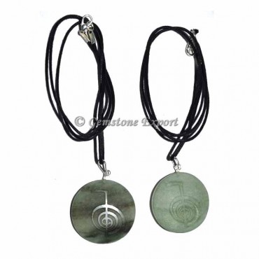 Green Choko Reiki Embossed Pendants