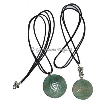 Celtic Green Aventurine Embossed Pendants