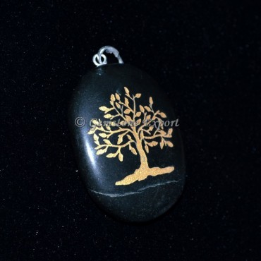 Black Agate Tree Pendants