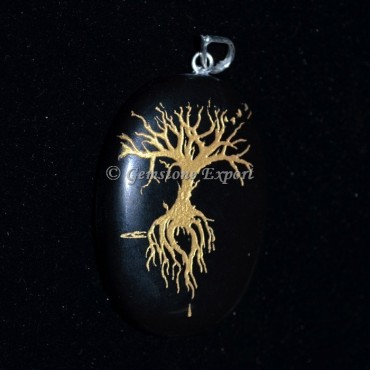 Black Agate Tree Pendants