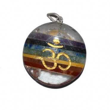 Om Engraved Chakra Pendants