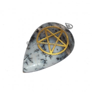 Dendritic Agate Pentagram Pendants