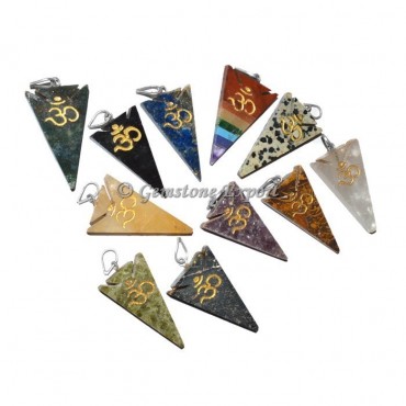 Mix Gemstone Om Arrowheads Pendants