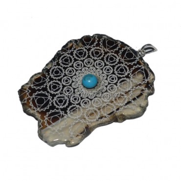 Throat Chakra Slice With Turquoise Stone Pendants