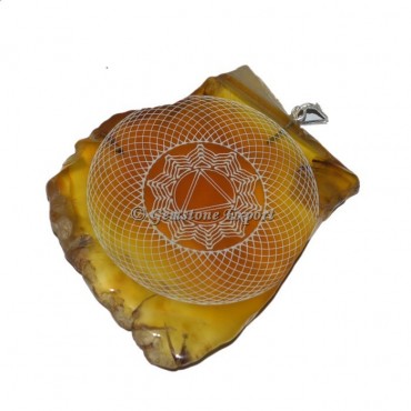 Engraved Solar Chakra Slice Pendants