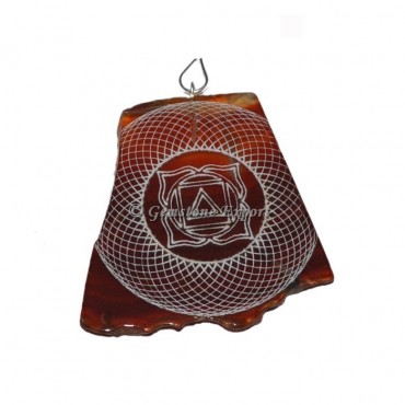 Engraved Root Chakra Slice Pendants