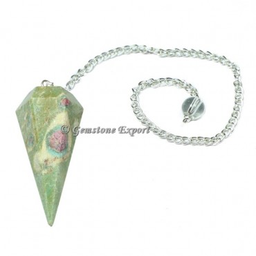 Ruby Zoisite Faceted Pendulum