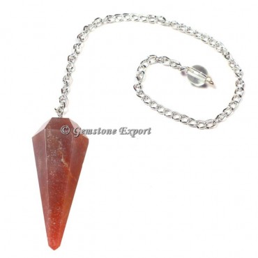 Dark Peach Aventurine Faceted Pendulum