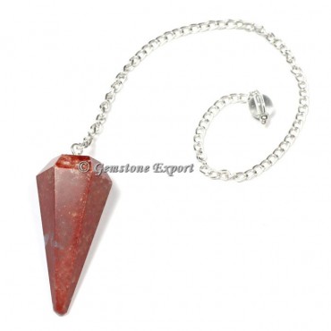 Spotted Red Jasper Faceted Pendulum