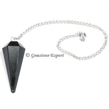 Black Tourmaline Faceted Pendulum