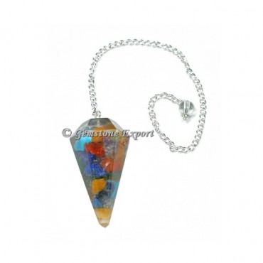 Seven Chakra Orgonite Faceted Pendulum