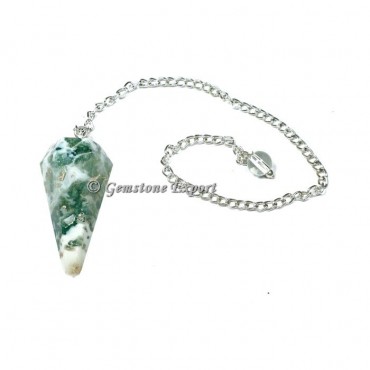 Tree Agate Faceted Pendulum