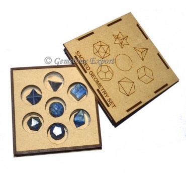 Lapis Lazuli Sacred Geometry Set With Square Gift Box