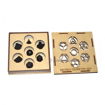 Black Tourmaline Sacred Geometry Set With Transparent Gift Box