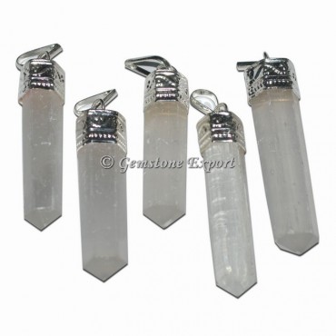 Selenite Cap Pencil Pendants