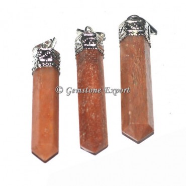 Peach Aventurine Cap Pencil Pendants