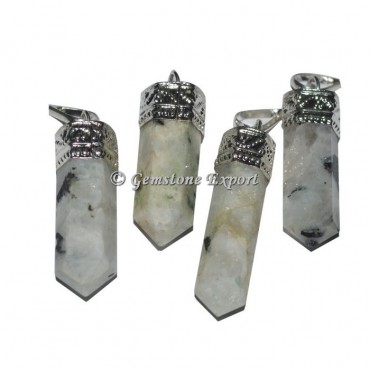 Rainbow Moonstone Cap Pencil Pendants