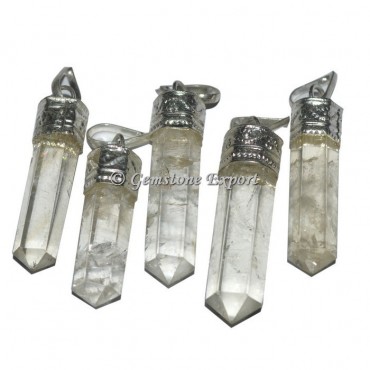 Crystal Quartz Cap Pencil Pendants