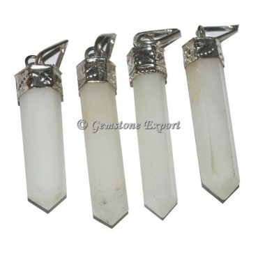 White Quartz Cap Pencil Pendants