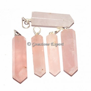 Rose Quartz Pencil Pendants