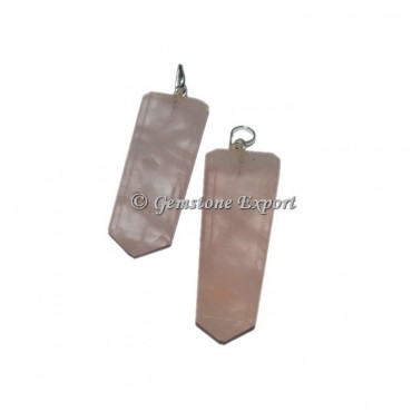 Rose Quartz Flat Pencil Pendants