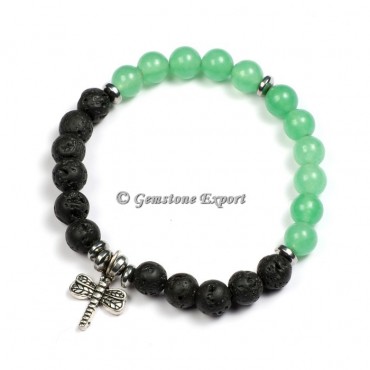 Lava With Green Aventurine Yoga Bracelets