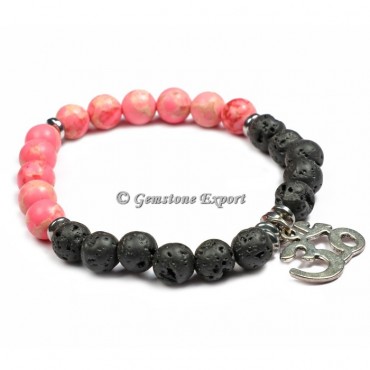 Lava With Pink Howlite Yoga Bracelets