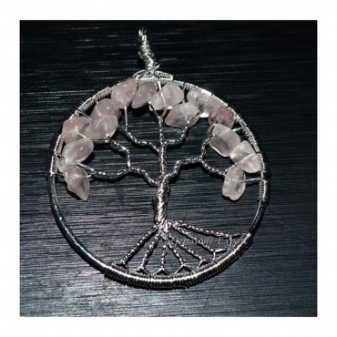 Rose Quartz Flower Of life Tree Pendants