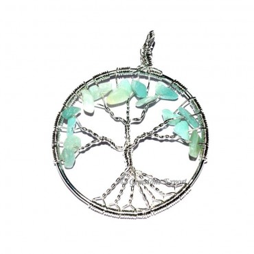 Green Jade Flower of Life Tree Pendants