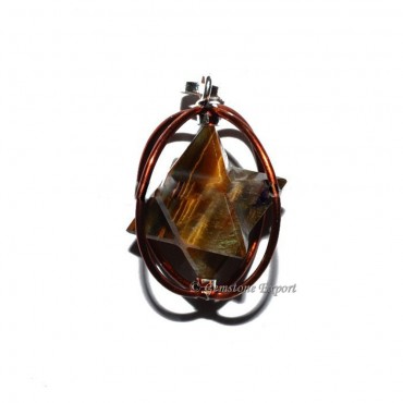 Brown Tiger Eye Merkaba Cage Pendants