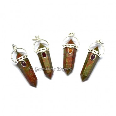 Unakite Double Point Pendants