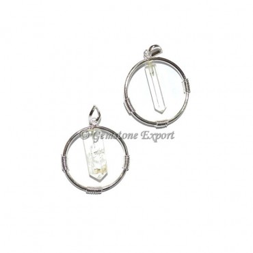 Crystal Quartz Round Pencil Pendants