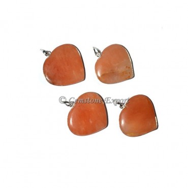 Peach Aventurine Heart Pendants