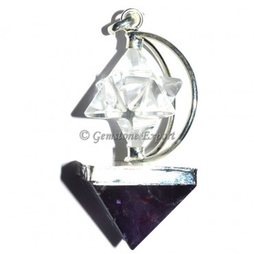 Amethsyt Pyramids and Crystal Merkaba Pendants