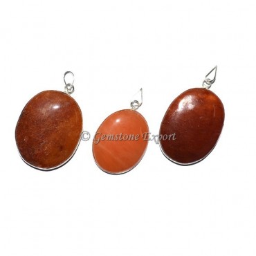 Peach Aventurine Oval Pendants