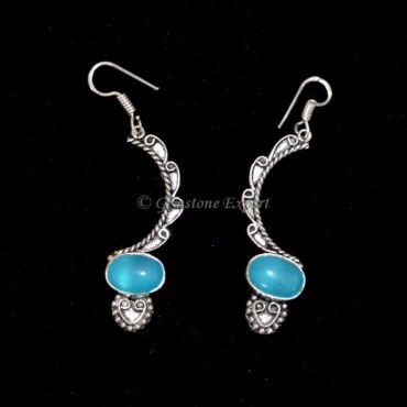 Aquamarine Oval Cab Earing