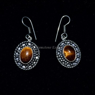 Tiger Eye Oval Cab Earing