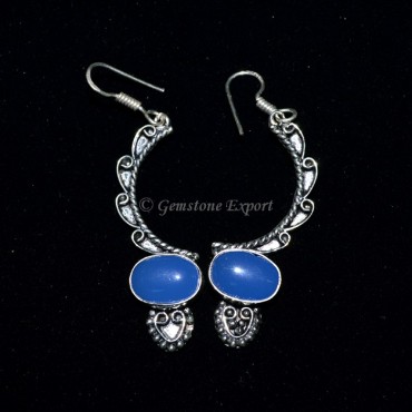 Chalcedony Oval Moon Earing