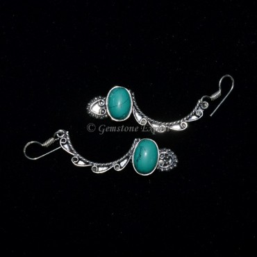 Turquoise Oval Moon Earing