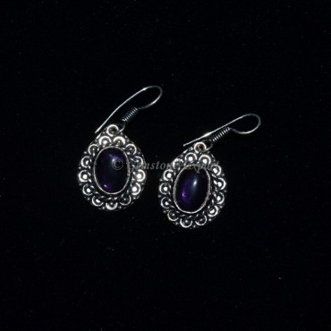 Amethyst Oval Cab Earing