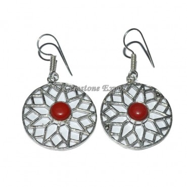 Red Agate Flower Of Life Earrings