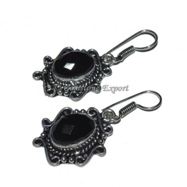 Black Onyx Faceted Earrings For Sale