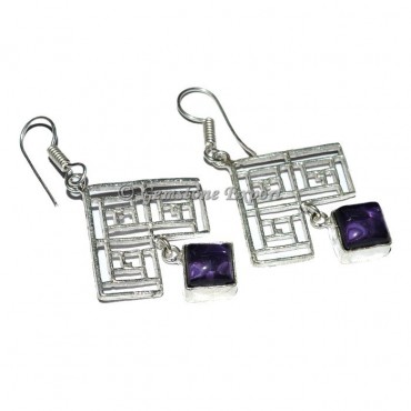 Amethyst Square Earrings