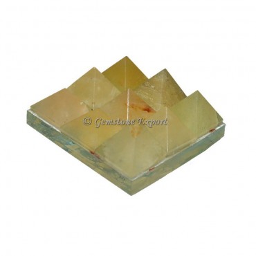 Golden Quartz Lemurian 9  Charging Plate Pyramid