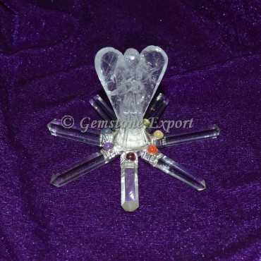 Crystal Quartz Angel with Crystal Chakra Point Gen