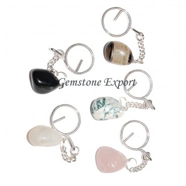 Mix Agate Tumbled Stone Keyrings