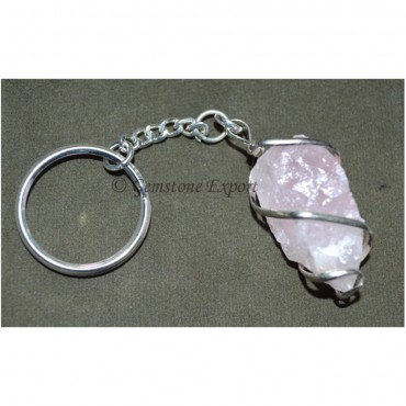 Rose Quartz Hammerd Pendulum Shape Keyring