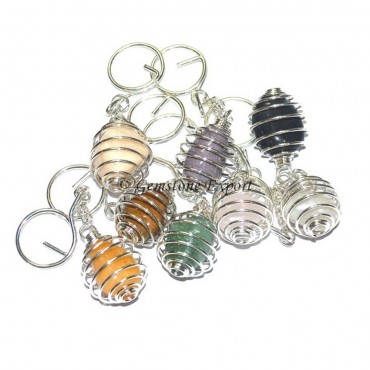 Mix Gemstone Cage Tumbled Keyring