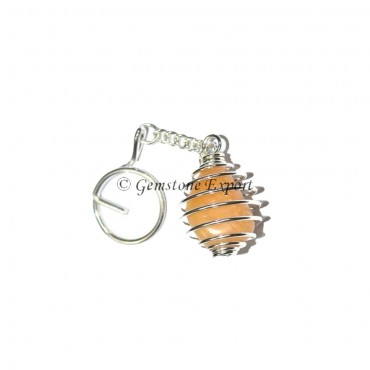 Golden Quartz Cage Tumbled Keyring